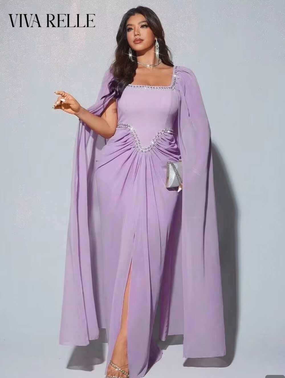 SHEIN Lavender Chiffon Viva Relle Elegant Evening Dress Sz 12(0XL)